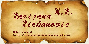 Marijana Mirkanović vizit kartica